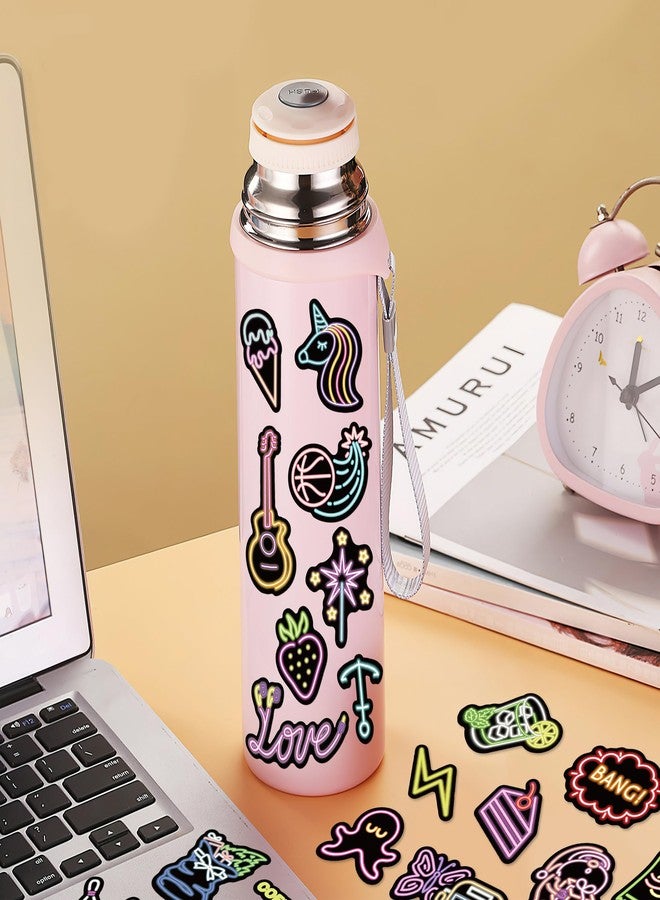 Robmoda Neon Water Bottle Stickers for Kids Glow in The Dark, 72 PCS Vinyl Art Waterproof Stickers Pack for Laptop Skateboard Phone Case, Cute Colorful Neon Sticker for Teens - Image 4